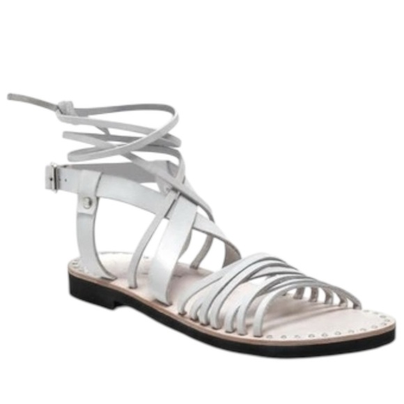 Free People Willow Wrap Gladiator Leather Sandals Bone Size 36 5 5.5 6 Bohemian - Picture 1 of 16